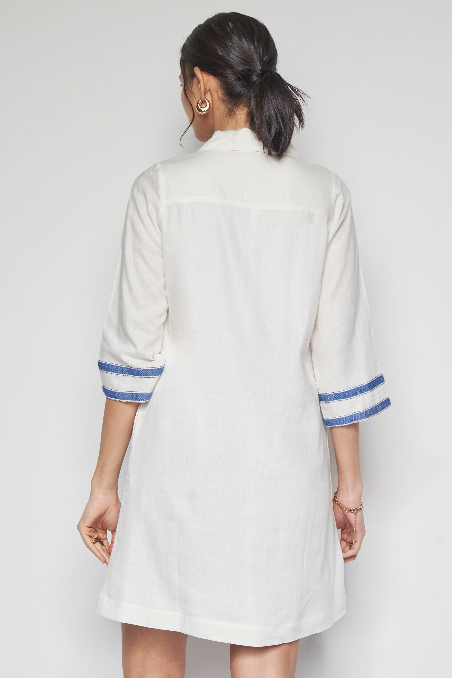 Greta Solid Dress, White, image 3